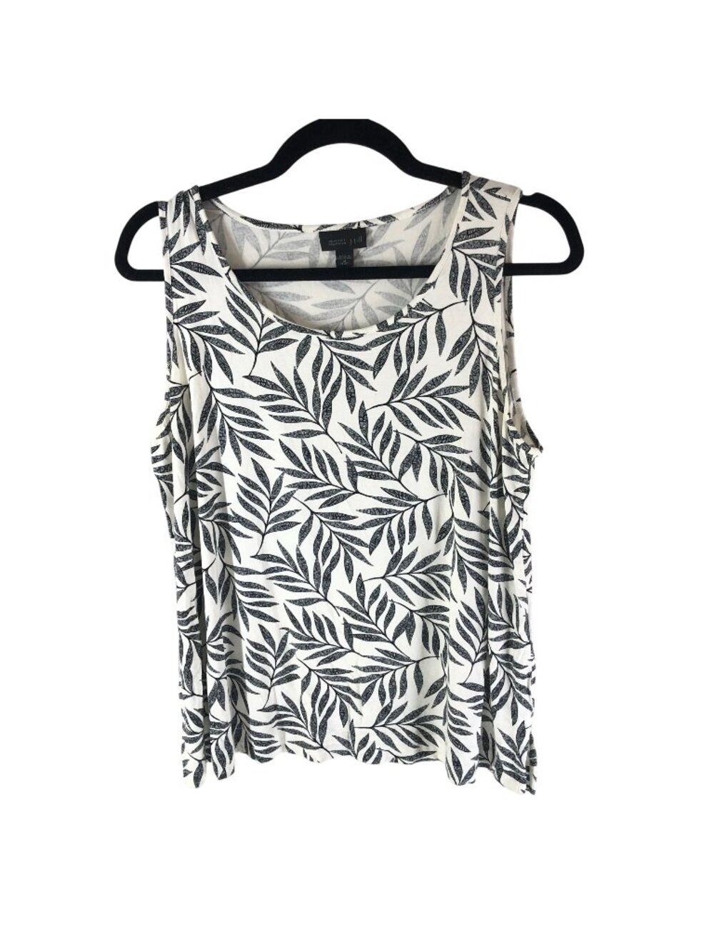 J Jill Wearever Collection Womens Tank Top Stretch Floral Black White M Petite